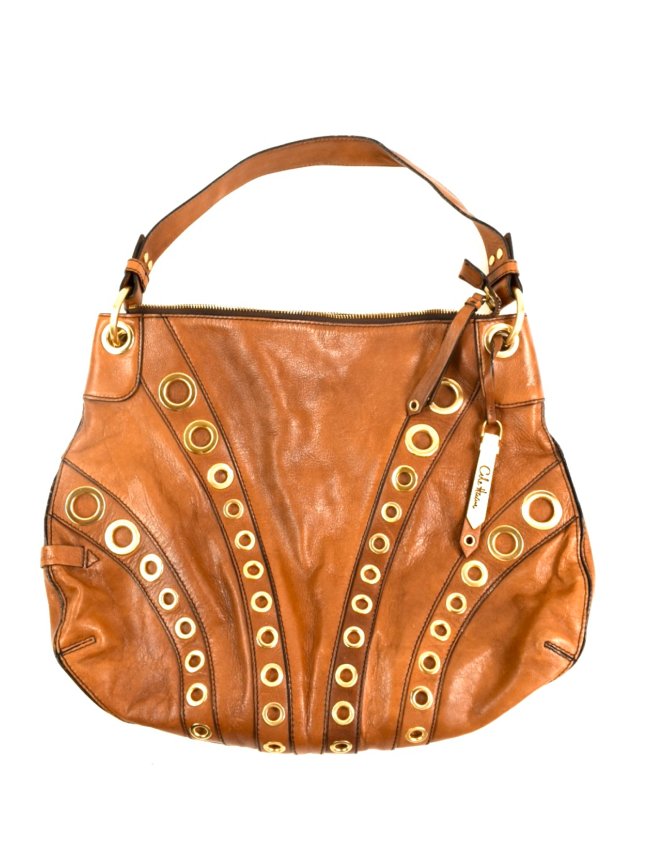 leather studded handbag