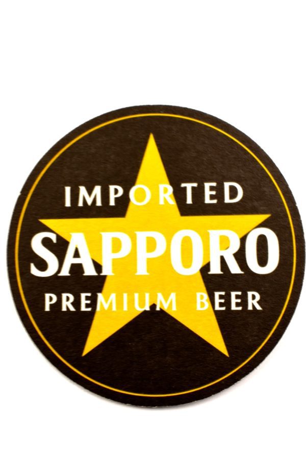 Lot of 12 Imported Sapporo Beer Coasters 4" Diameter 