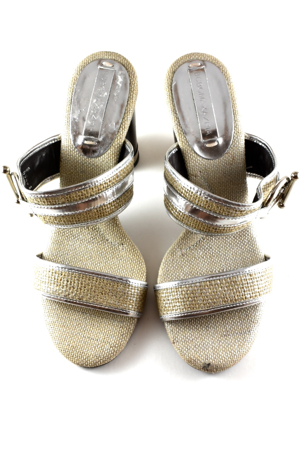 bcbg silver sandals