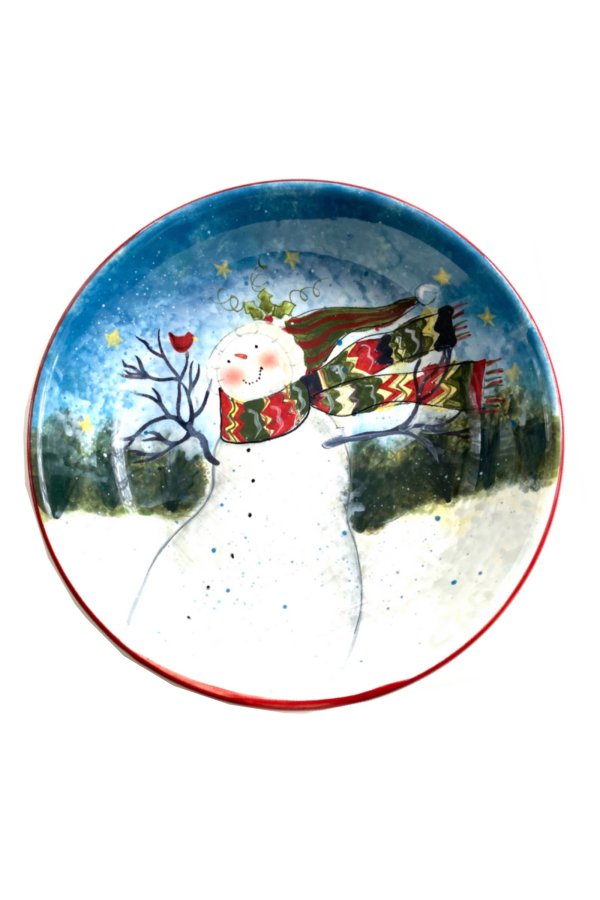 snow man painted on the plate